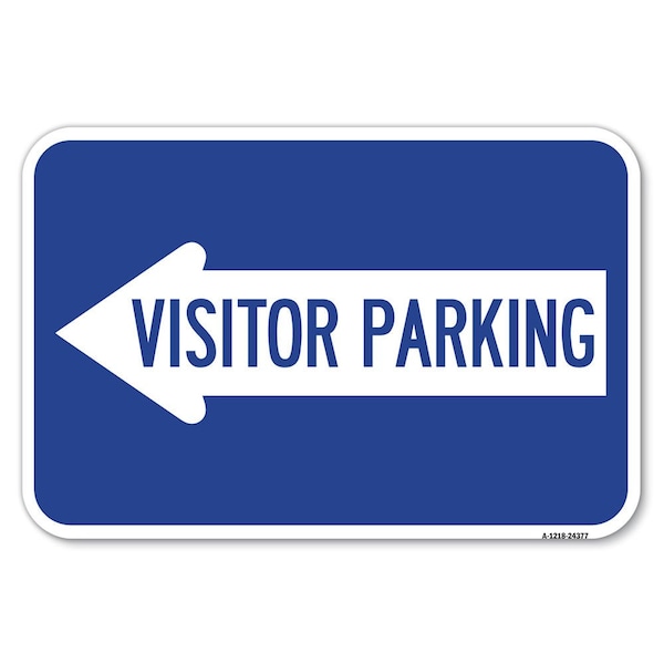 Signmission Visitor Parking With Left Arrow Heavy-Gauge Aluminum Sign, 12" x 18", A-1218-24377 A-1218-24377 - main